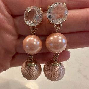 Pink pearl statement earrings